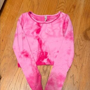 Lululemon Pink Tie-Dye Long Sleeve Crop Top